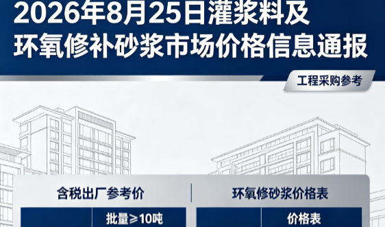 洪泽2026年8月25日灌浆料及环氧修补砂浆市场价格信息通报